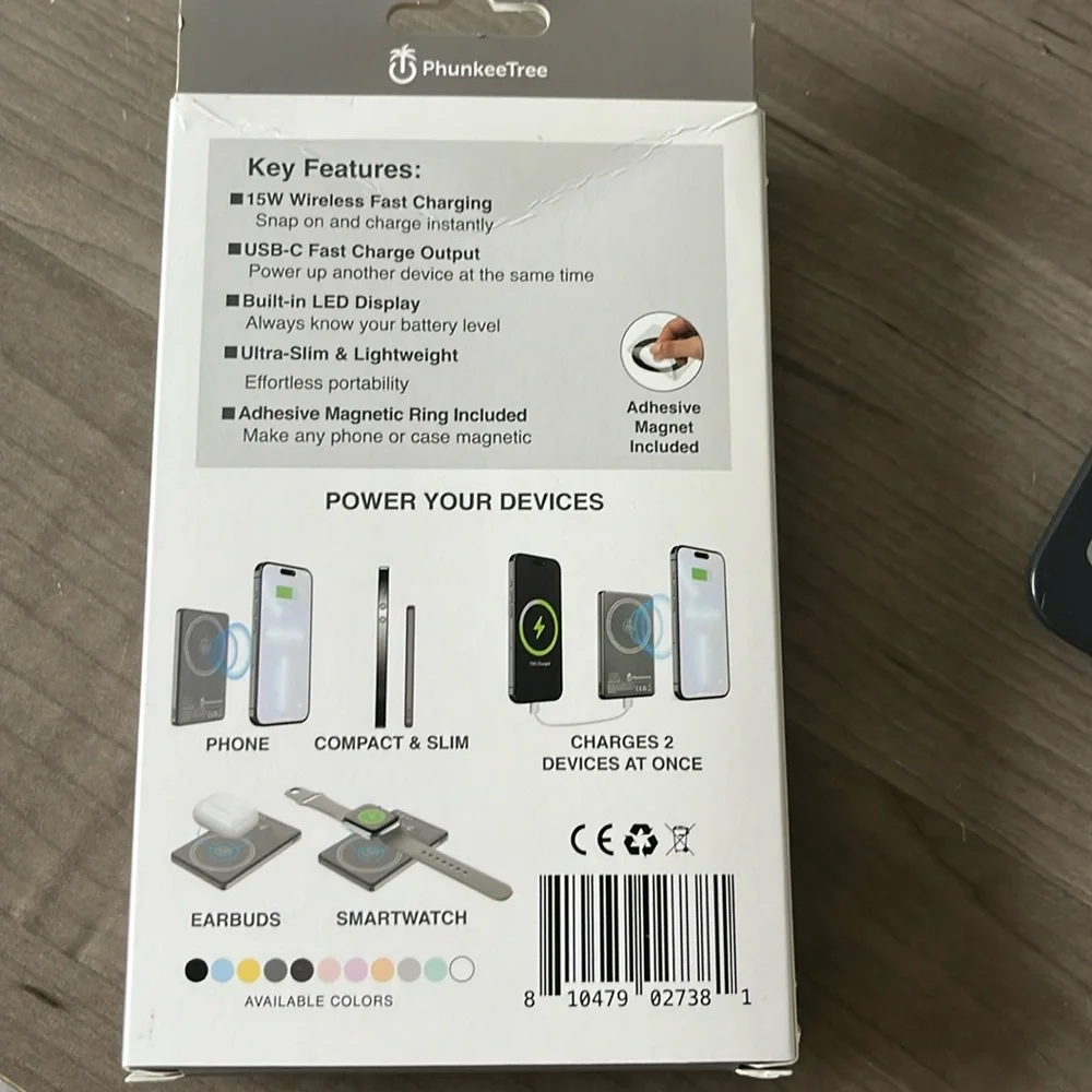Wireless Magnetic Power Bank Ultra-Slim-Gun Metal